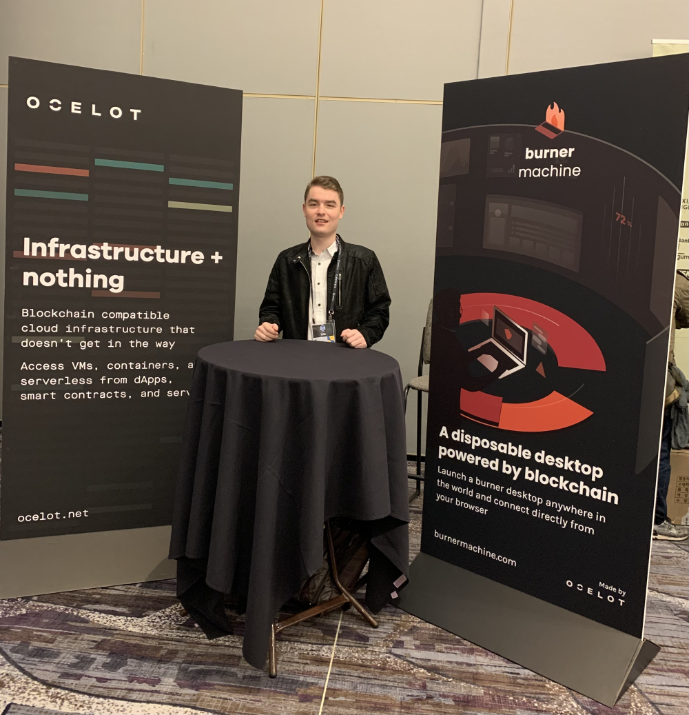 Lev at the Burner Machine exhibit at SF Blockchain Week