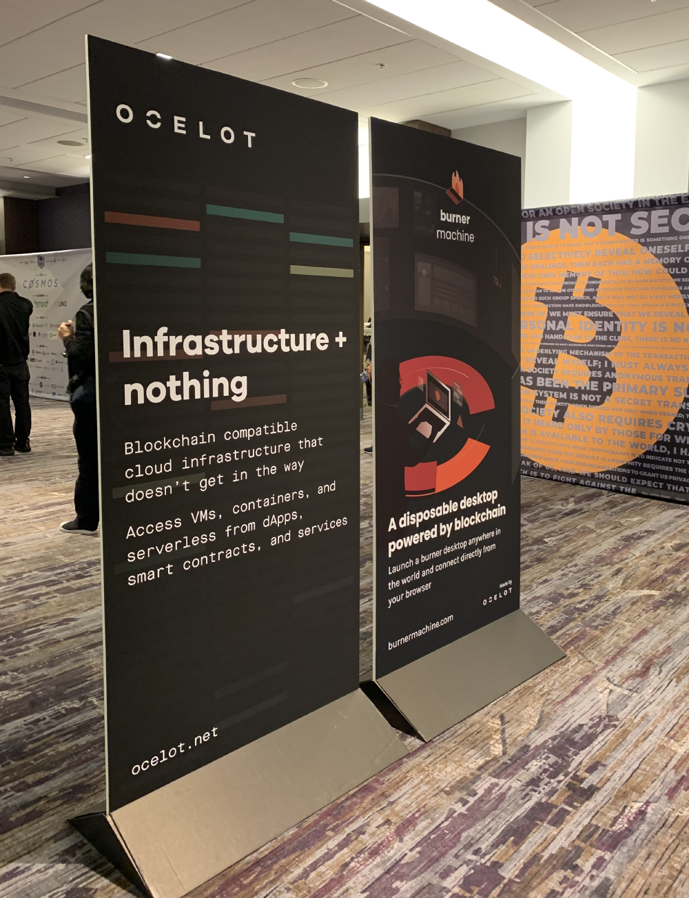 Ocelot and Burner Machine banners at SF Blockchain Week