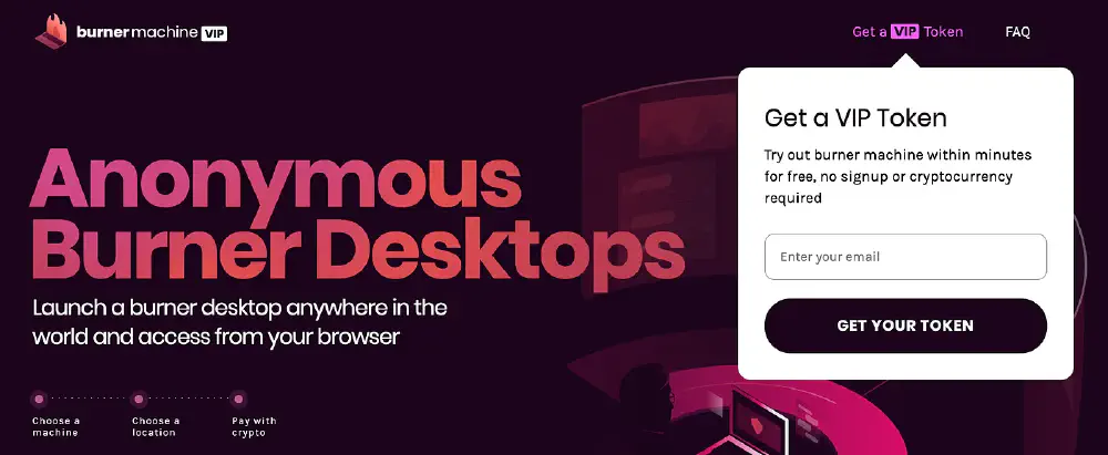 Burner Machine landing page