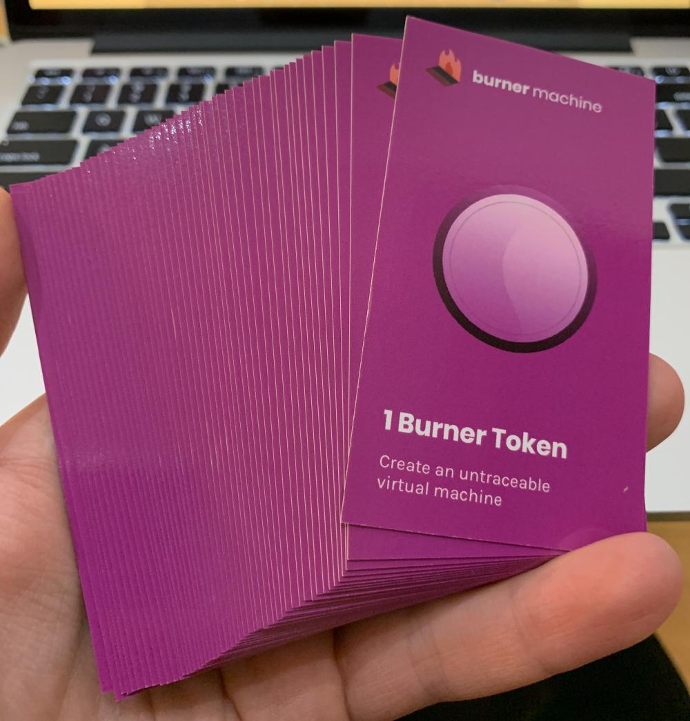 Burner Machine token cards - front side showing 1 Burner Token