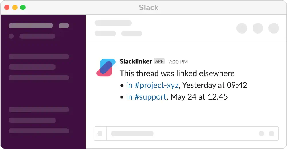 Slacklinker creating a backlink between two Slack messages